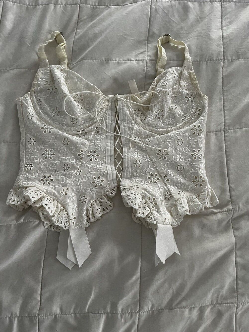 For Love and Lemons White Zip up Corset Top Women's size DD Small